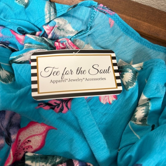 Tee for the Soul Coastal Craze Turquoise Floral Dress 3X - Picture 5 of 7